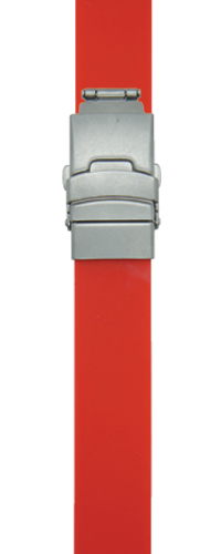 De Safe-iD SOS-armband zonder QR tag rood, voorkant drie-vouw-sluiting