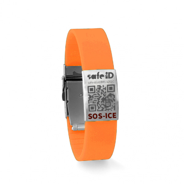 De Safe-iD SOS armband Fluo Oranje