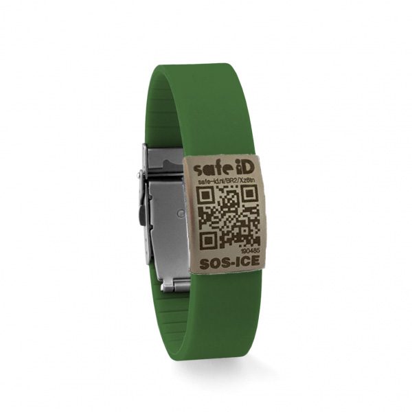 De Safe-iD SOS-armband in zes kleuren - legergroen