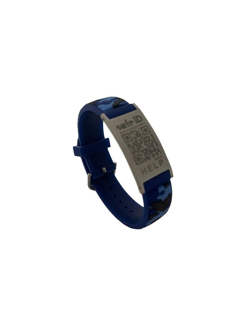 SOS- armband voor kinderen blauw camouflage
